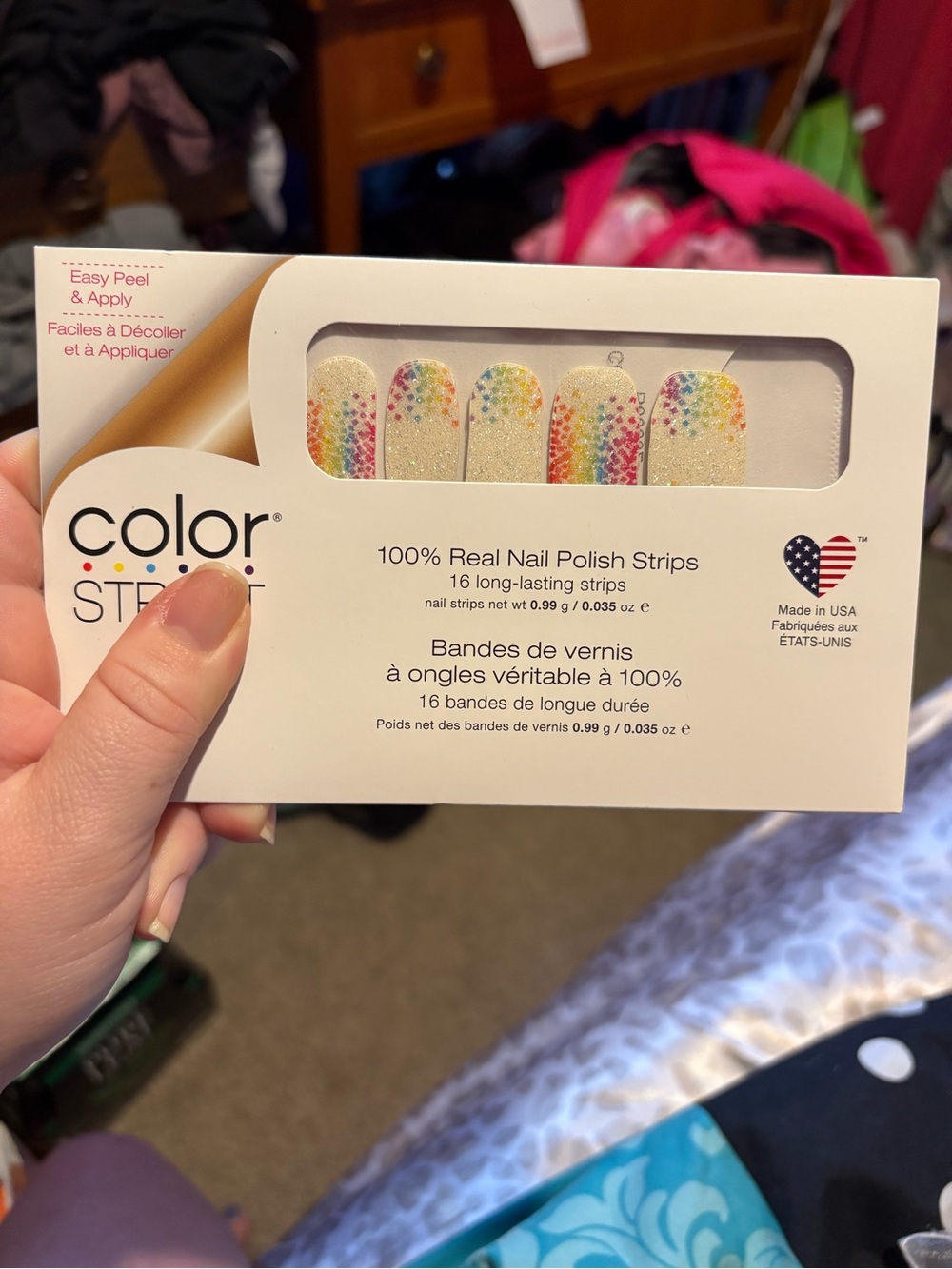Color Street Yellow Glitter Rainbow Mosaic Nail Strips